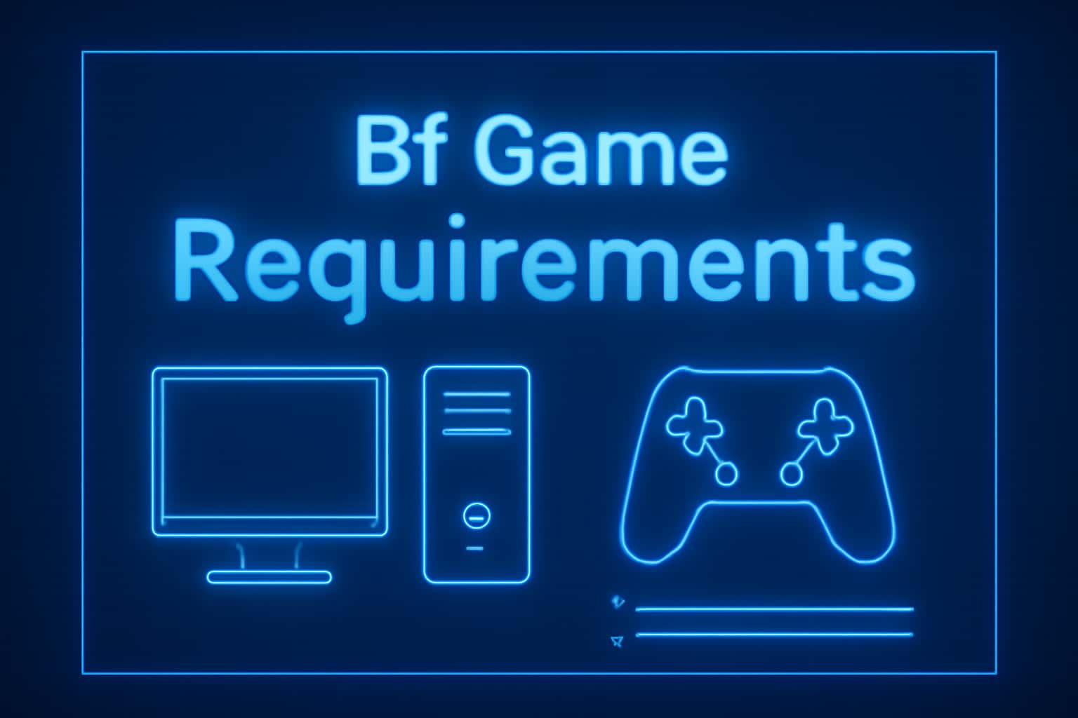 A futuristic scene displaying Bf Game Requirements with blue accents.
