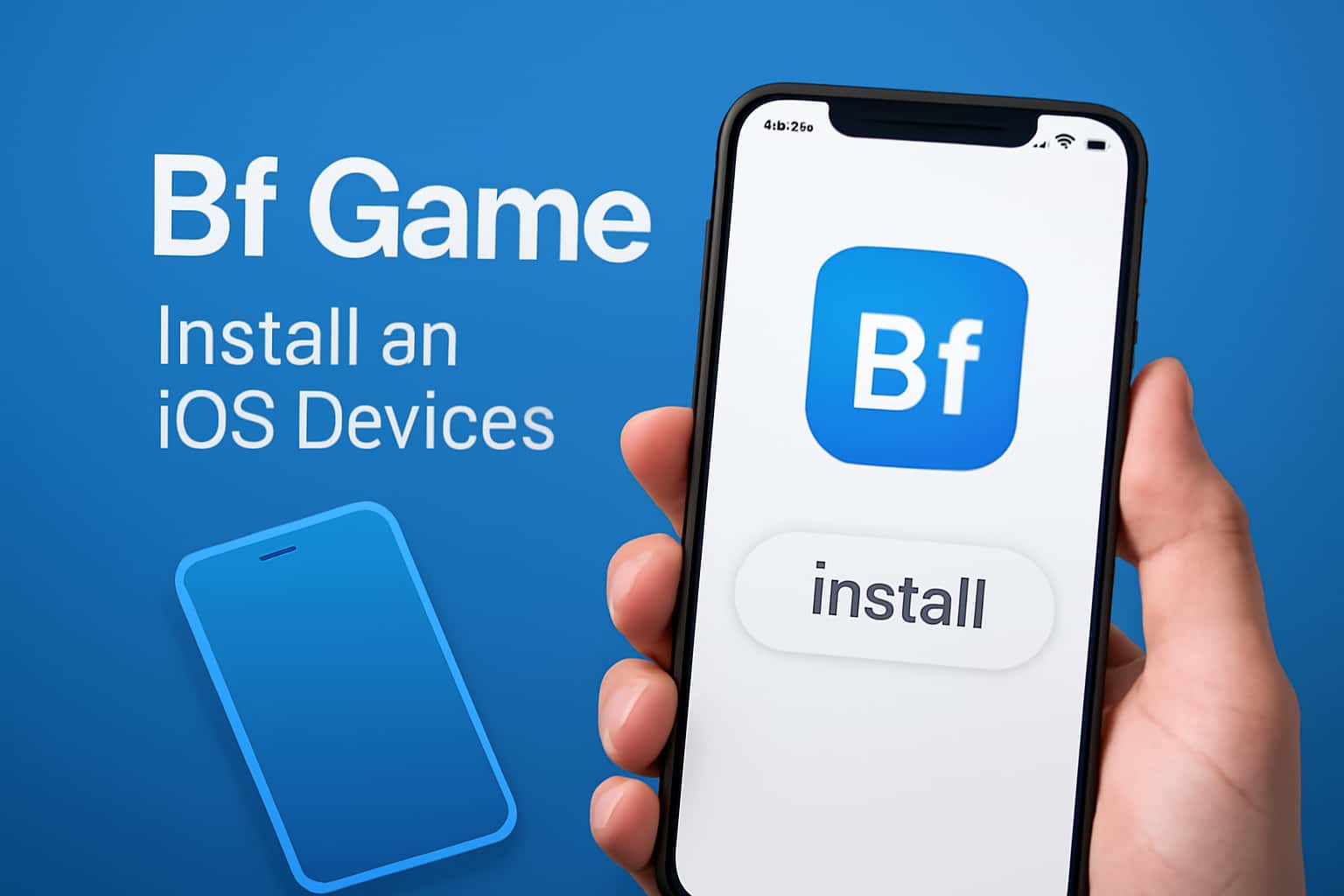 Informational scene illustrating the installation process for Bf Game on iOS devices.