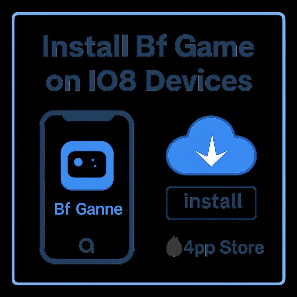 Diagram illustrating the installation steps for Bf Game on iOS devices.