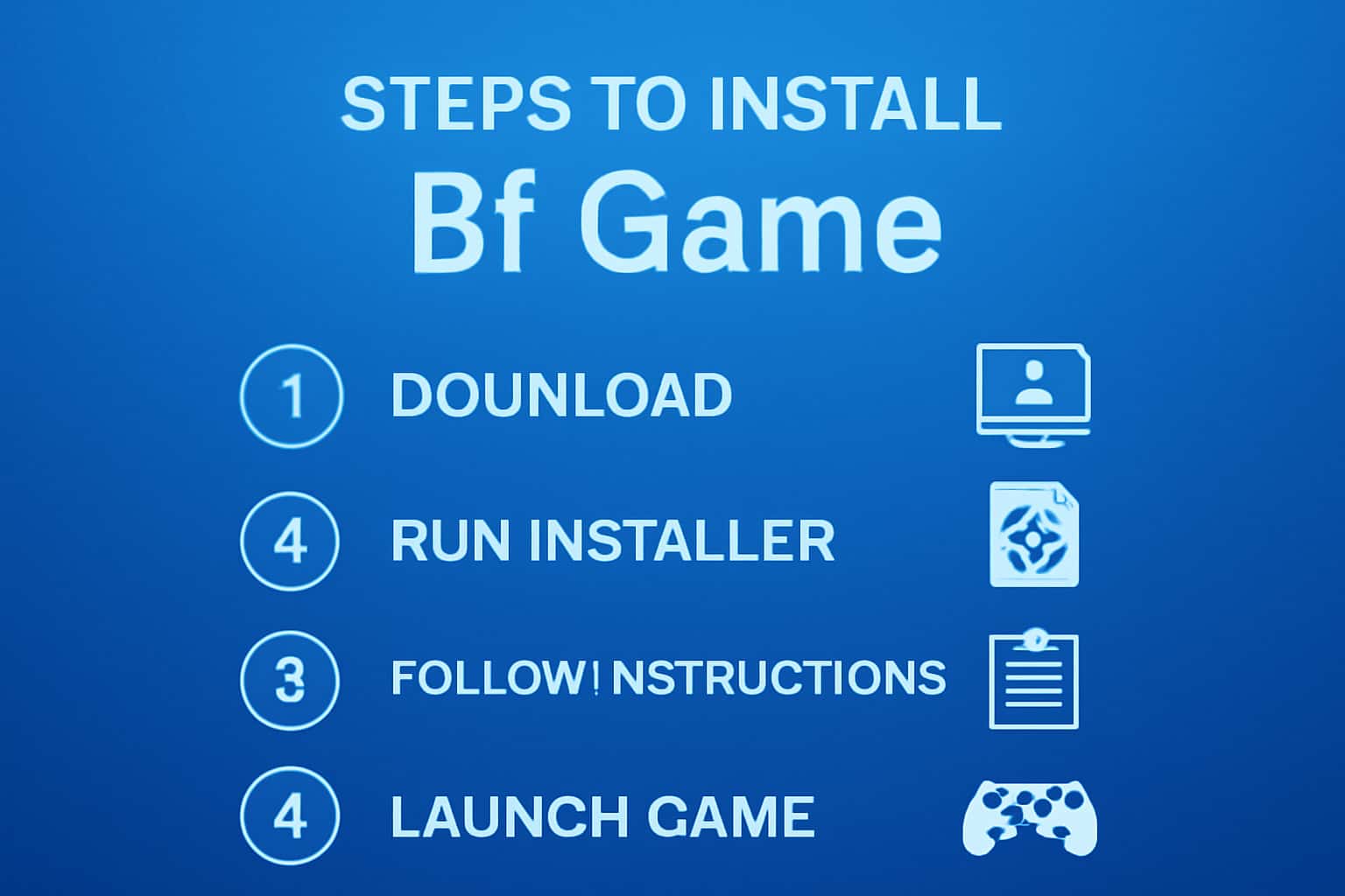 An informative graphical representation of the installation process for Bf Game.