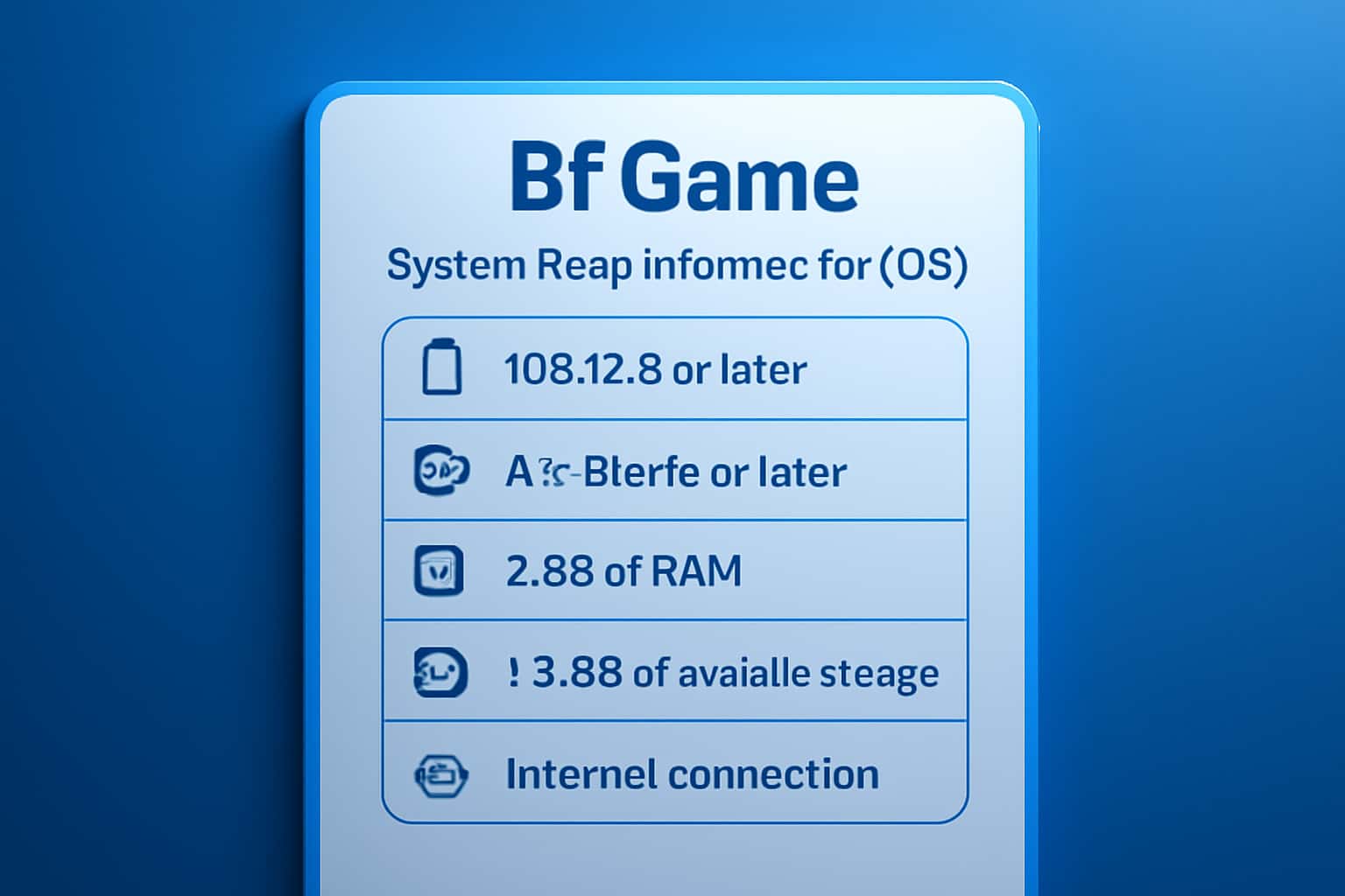 Informational graphic about the system requirements for Bf Game on iOS.