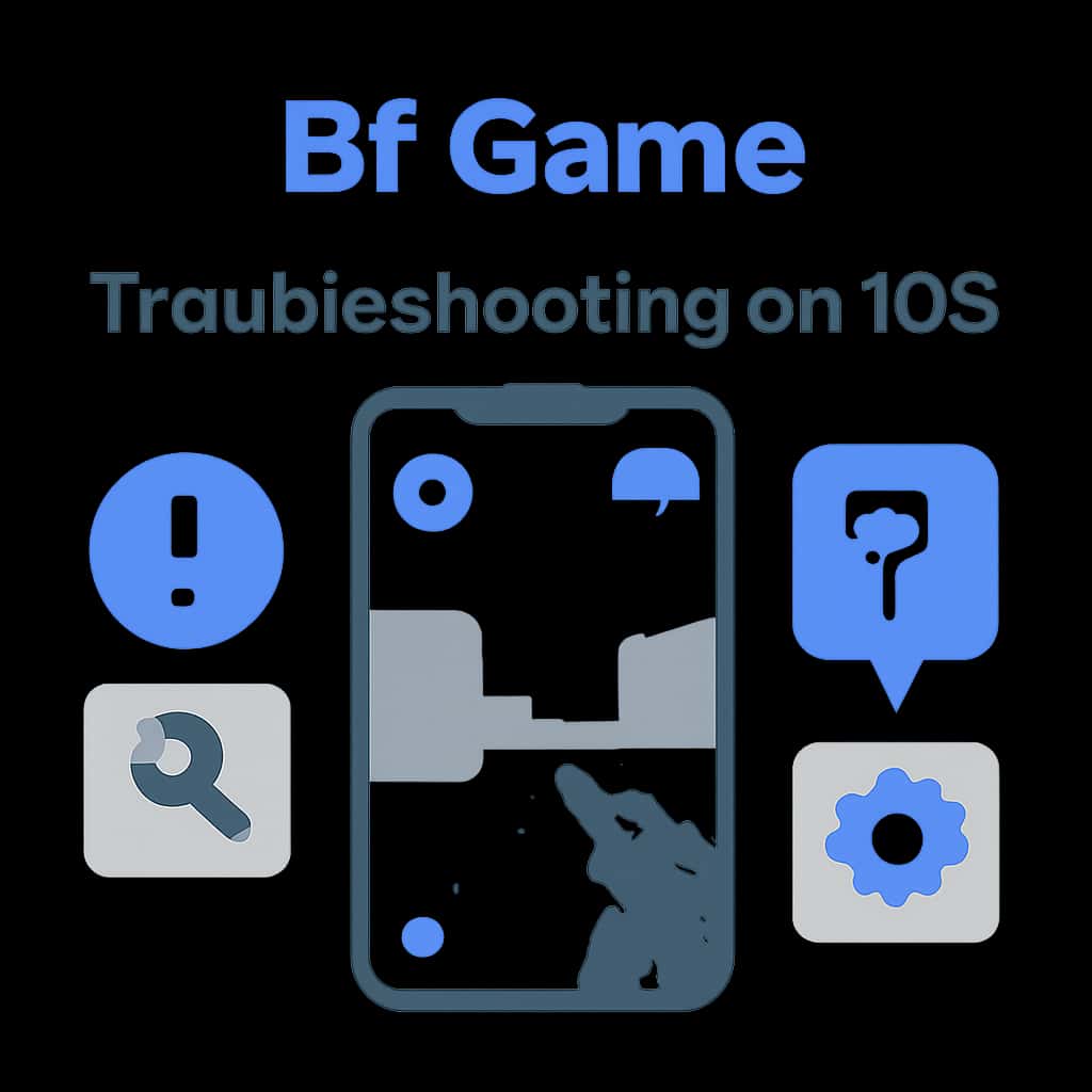 An educational diagram illustrating troubleshooting steps for Bf Game on iOS.