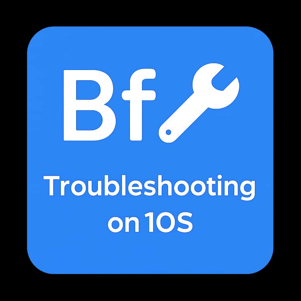 A badge representing troubleshooting resources for Bf Game on iOS.