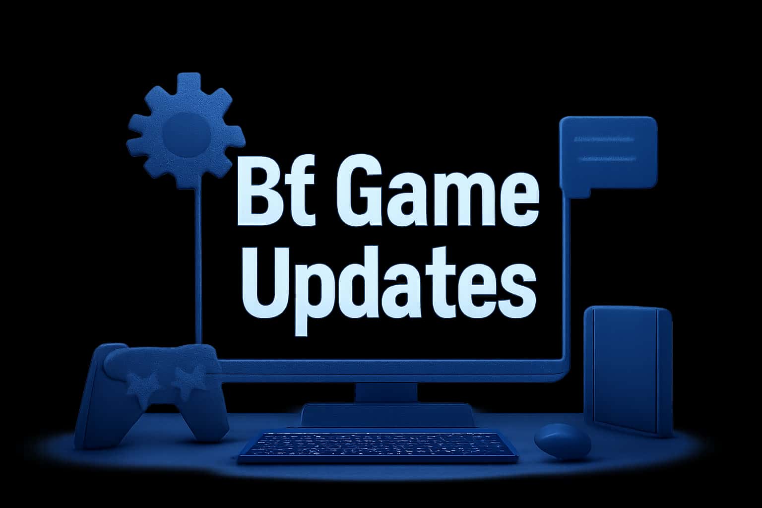 An informational scene showcasing Bf Game updates with a modern and professional look.